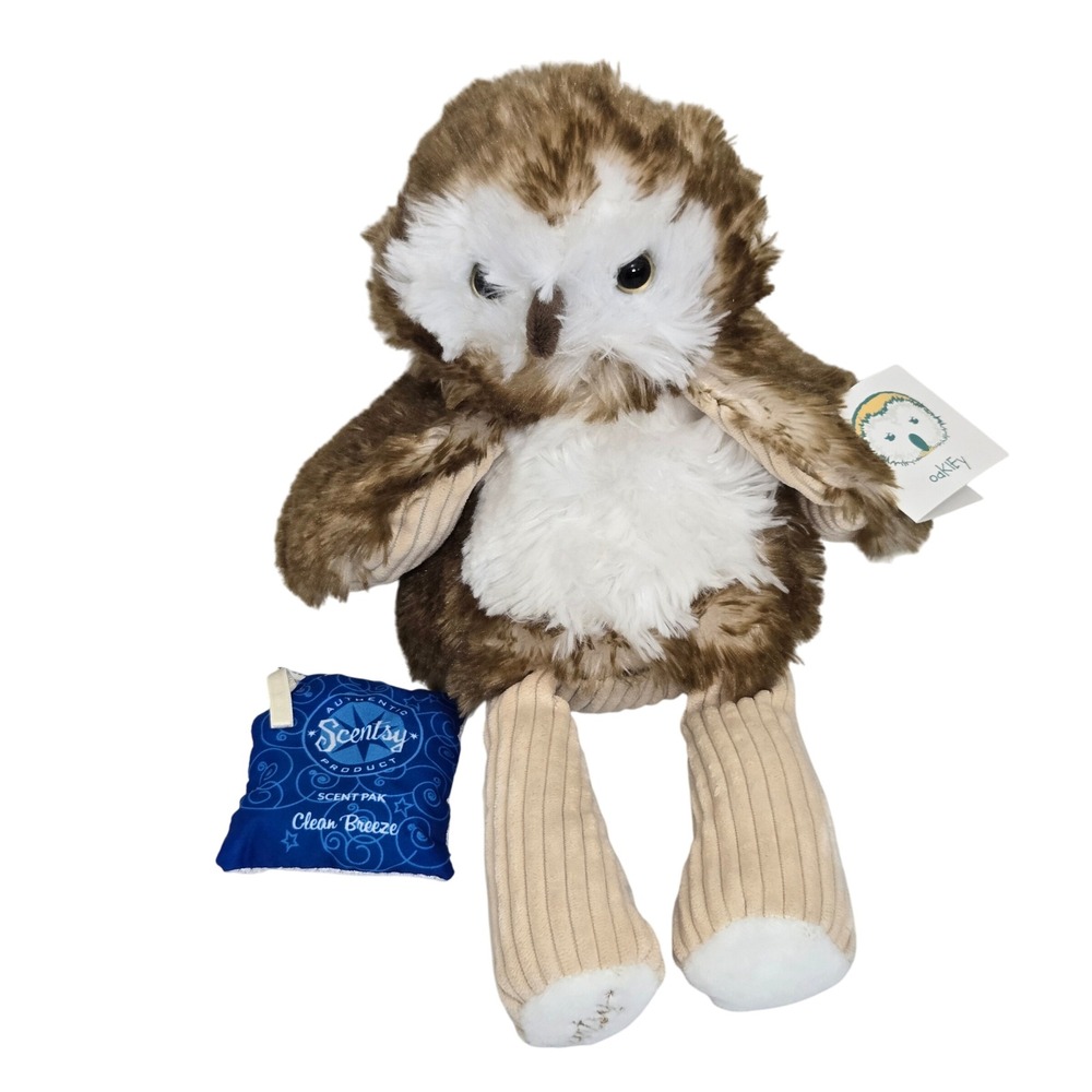 Scentsy Buddy OakLey the‎ Owl Plush Stuffed Animal Clean Breeze Scent Pak